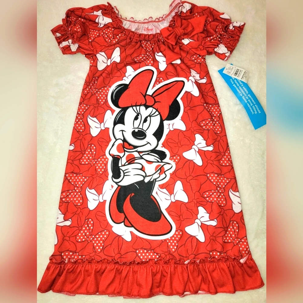 Disney MINNIE MOUSE Nightgown Pajamas pjs Girls Red Size 4 NWT Disney Store